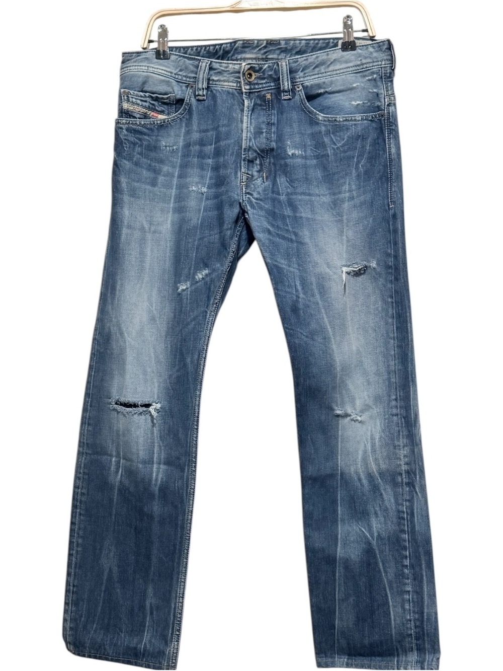 DIESEL 32x32 Safado 0843R Slim Straight Thrashed Distressed Mens Jeans